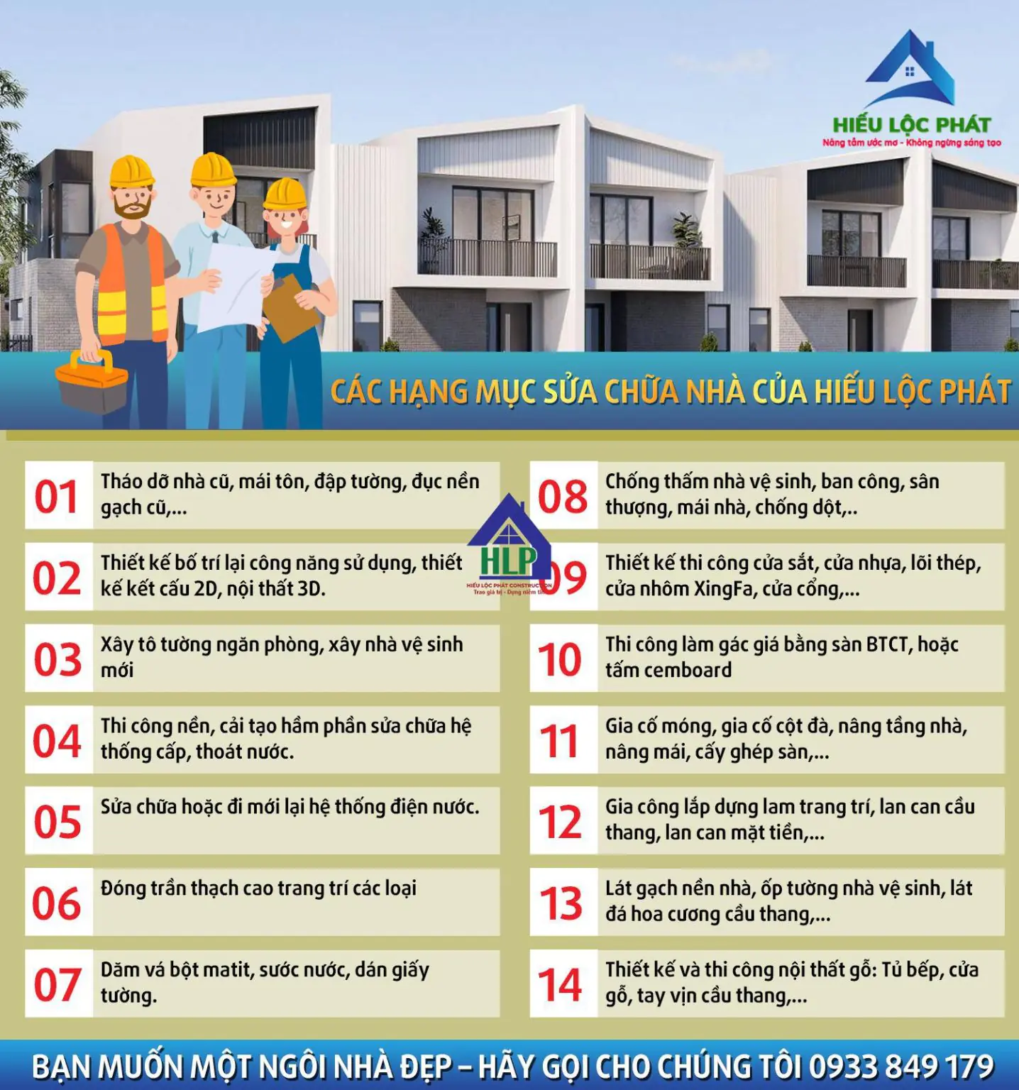 C&aacute;c hạng mục sửa chữa nh&agrave; trọn g&oacute;i tại Hiếu Lộc Ph&aacute;t